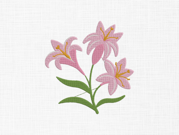 Lily Flower Embroidery Design - 5 Sizes