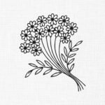Silhouette Flower Bouquet Embroidery Design - 5 Sizes