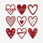 Red Hearts Bundle Embroidery Design - 6 Sizes