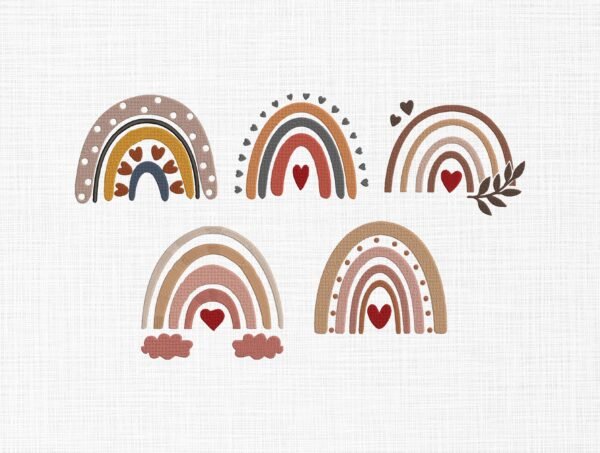 Boho Rainbow Embroidery Design - 5 Sizes