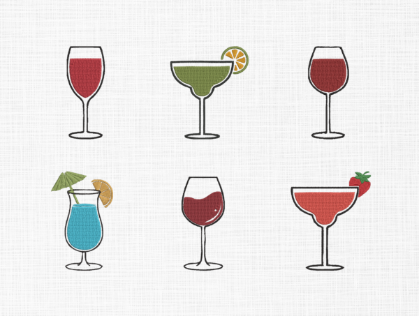 Drinks Bundle Embroidery Design - 5 Sizes