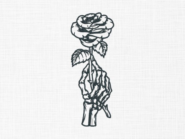 Rose in Skeleton Hand Embroidery Design - 5 Sizes