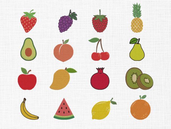 Fruits Bundle Embroidery Design - 5 Sizes