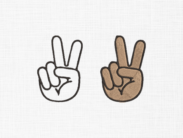 Victory sign Embroidery Design - 5 Sizes