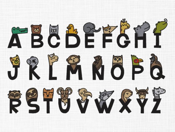 Animals Alphabets Embroidery Design - 5 Sizes