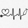 Heartbeat Stethoscope Embroidery Design - 5 Sizes