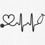 Heartbeat Stethoscope Embroidery Design - 5 Sizes