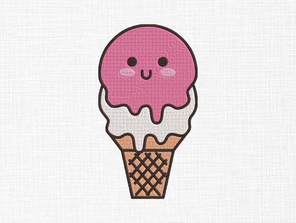 Cute ice cream Embroidery Design - 5 Sizes