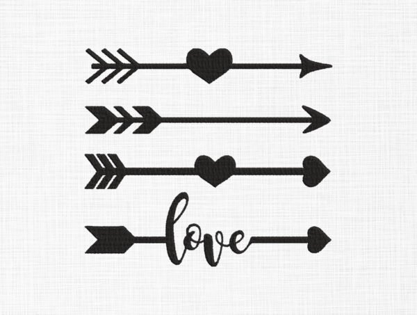 Heart Arrow Embroidery Design - 5 Sizes