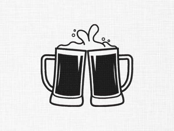 Beer Mugs Embroidery Design - 5 Sizes