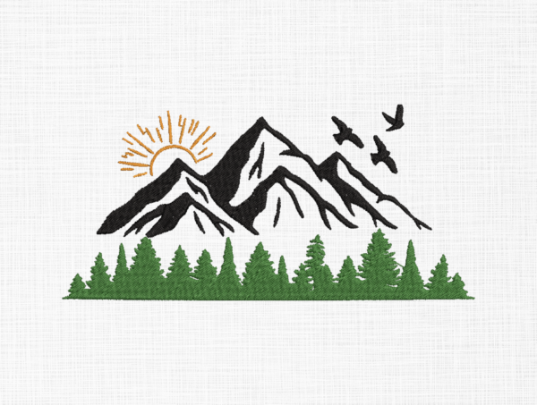 Mountains Embroidery Design - 5 Sizes