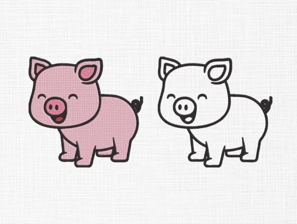 Cute Pig Embroidery Design - 5 Sizes