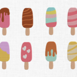 Ice Cream Sticks Embroidery Design - 5 Sizes