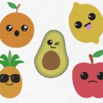Cute Fruits Embroidery Design - 5 Sizes