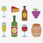 Wine set Embroidery Design - 5 Sizes