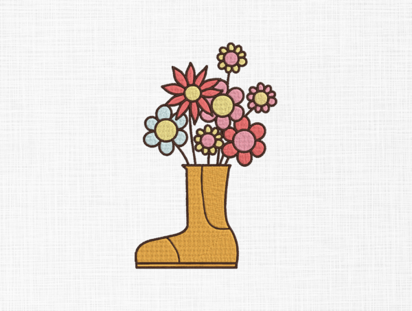 Floral Boat Embroidery Design - 5 Sizes