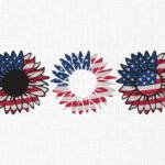USA Flags Flower Embroidery Design - 5 Sizes