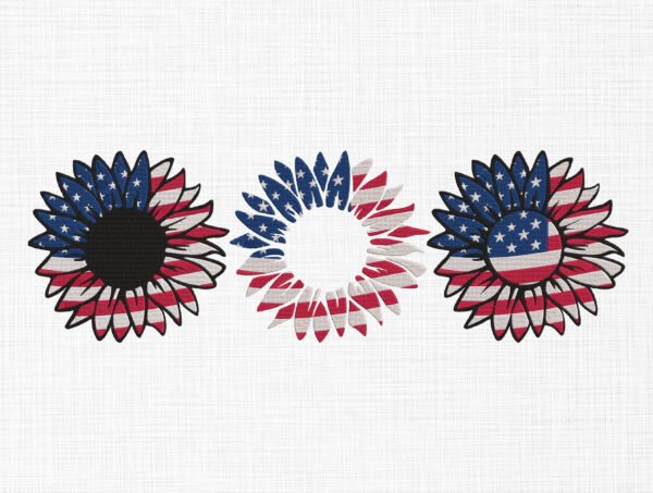 USA Flags Flower Embroidery Design - 5 Sizes