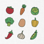 Mini Vegetables Embroidery Design - 5 Sizes