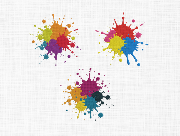 Paint Splattered Embroidery Design - 5 Sizes