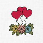 Heart Balloons Embroidery Design - 5 Sizes