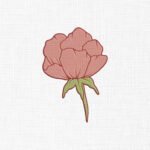 Pink Peony Flower Embroidery Design - 5 Sizes