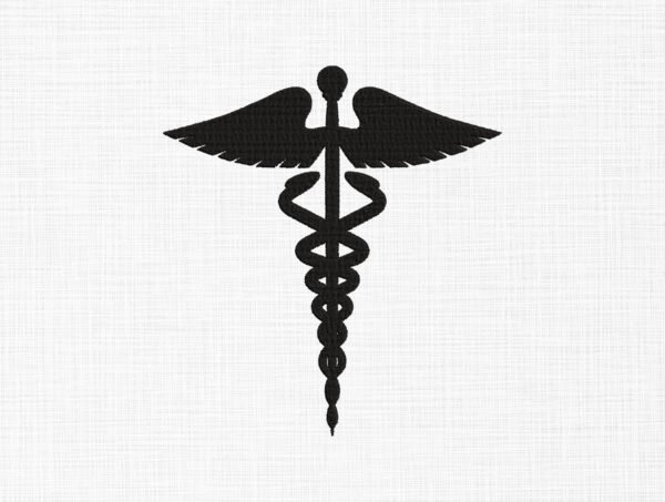 Medical Caduceus Sign Embroidery Design - 5 Sizes