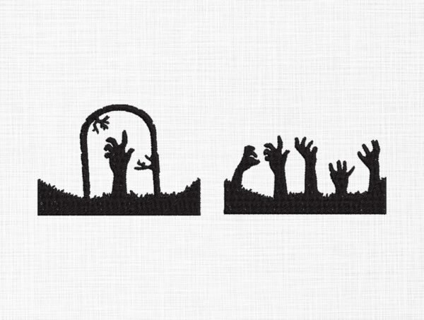 Zombie Hands In Grave Embroidery Design - 5 Sizes