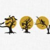Halloween Trees With Moon Bundle Embroidery Design - 5 Sizes