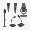 Microphone Bundle Embroidery Design - 5 Sizes