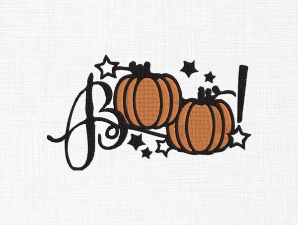 Boo With Pumpkin Embroidery Design - 5 Sizes