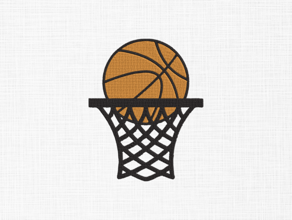 Basketball with Net Embroidery Design - 5 Sizes