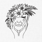 Women Floral Face Embroidery Design - 5 Sizes