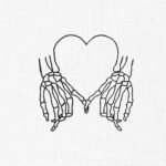 Skull Hands With Heart Embroidery Design - 5 Sizes