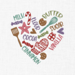 Baking Heart Embroidery Design - 5 Sizes