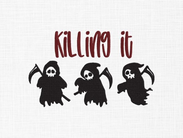 Killing It Grim Reaper Embroidery Design - 5 Sizes