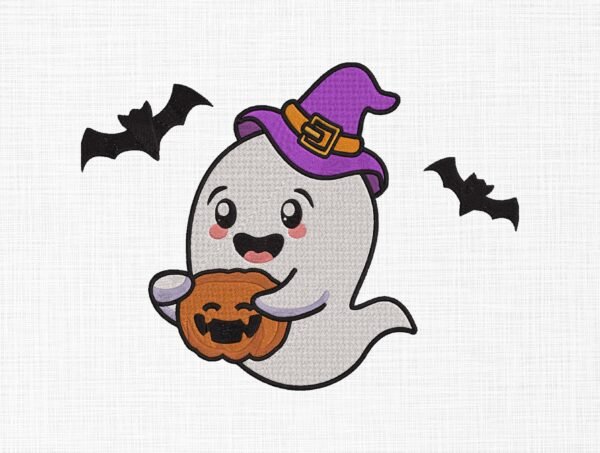 Cute Boo Ghost Embroidery Design - 5 Sizes