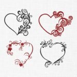Heart Swirls Bundle Embroidery Design - 5 Sizes