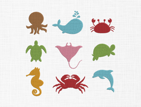 Sea animals Bundle Embroidery Design - 5 Sizes