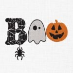 Boo With Ghost Or Pumpkin Embroidery Design - 5 Sizes