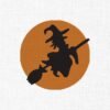 Moon With Broom Witch Embroidery Design - 5 Sizes