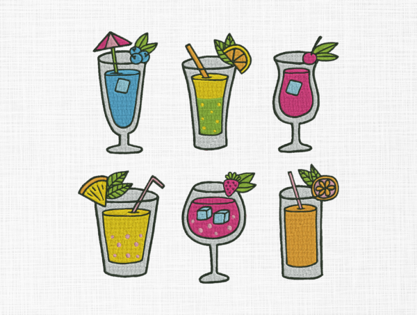Drinks Bundle Embroidery Design - 5 Sizes