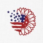 American Flag Sunflower Embroidery Design - 5 Sizes