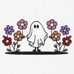 Floral Ghost Embroidery Design - 5 Sizes
