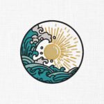 Sun Risen With Ocean Waves Embroidery Design - 5 Sizes