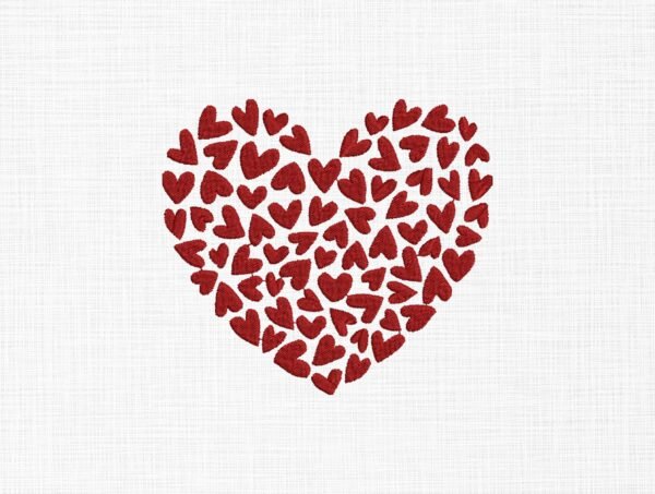 Red Hearts Embroidery Design - 5 Sizes