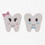 Cute Teeth Embroidery Design - 5 Sizes