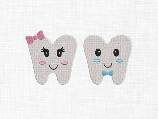 Cute Teeth Embroidery Design - 5 Sizes