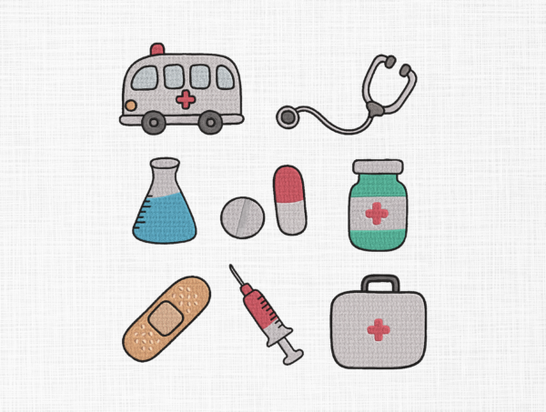 First Aid Kit Embroidery Design - 5 Sizes