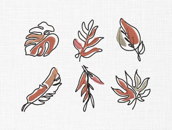 Boho Leafs Embroidery Design - 5 Sizes